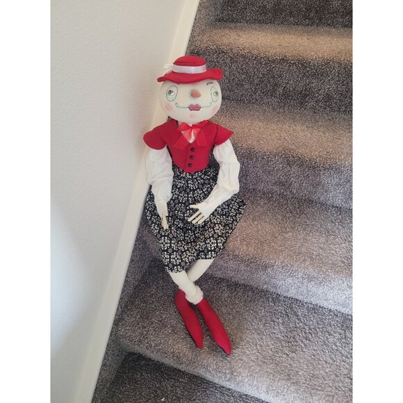 Joe Spencer Maddie Snowlady Fabric Doll Hand Painted Face 34.5" Halloween Decor - Picture 2 of 12